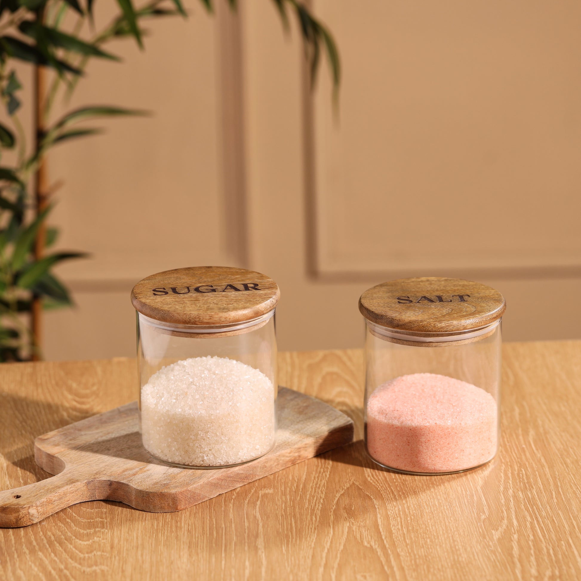 Transparent-v | Metallure Home Oslo Kitchen Containers | Salt & Sugar Jars Set of 2