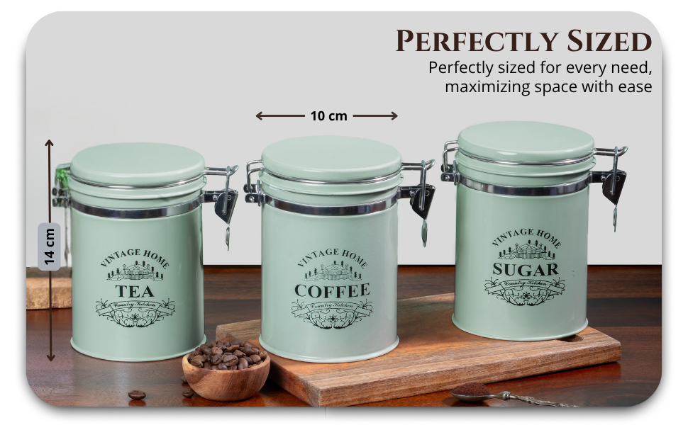 light green-v | Clip-Lock Round Classic Airtight Container Set | Sugar Tea Coffee Container Set of 3