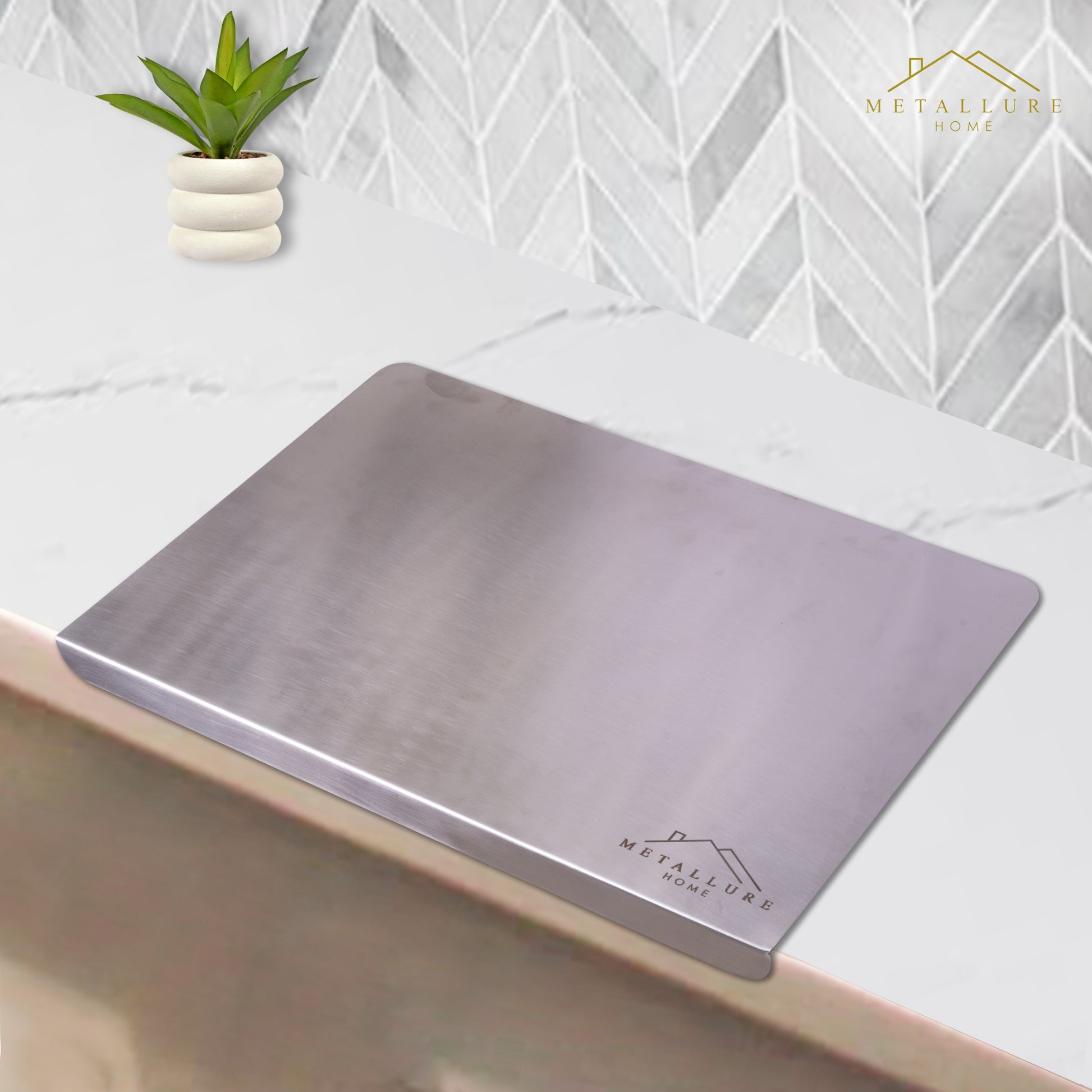 Extra Large-v | Countertop Chopping Board, Stainless Steel Cutting Board for Kitchen