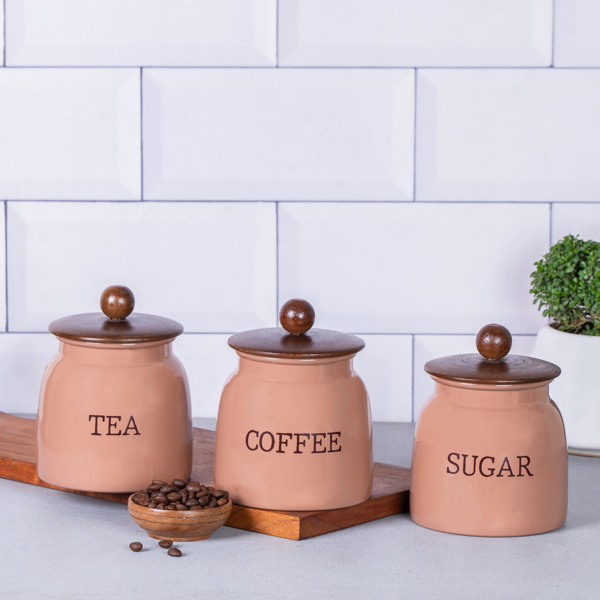 MOCHA MOUSSE-v | Modern Kitchen Set | Air Tight Containers for Kitchen Storage | Sugar Tea Coffee Container Set of 3