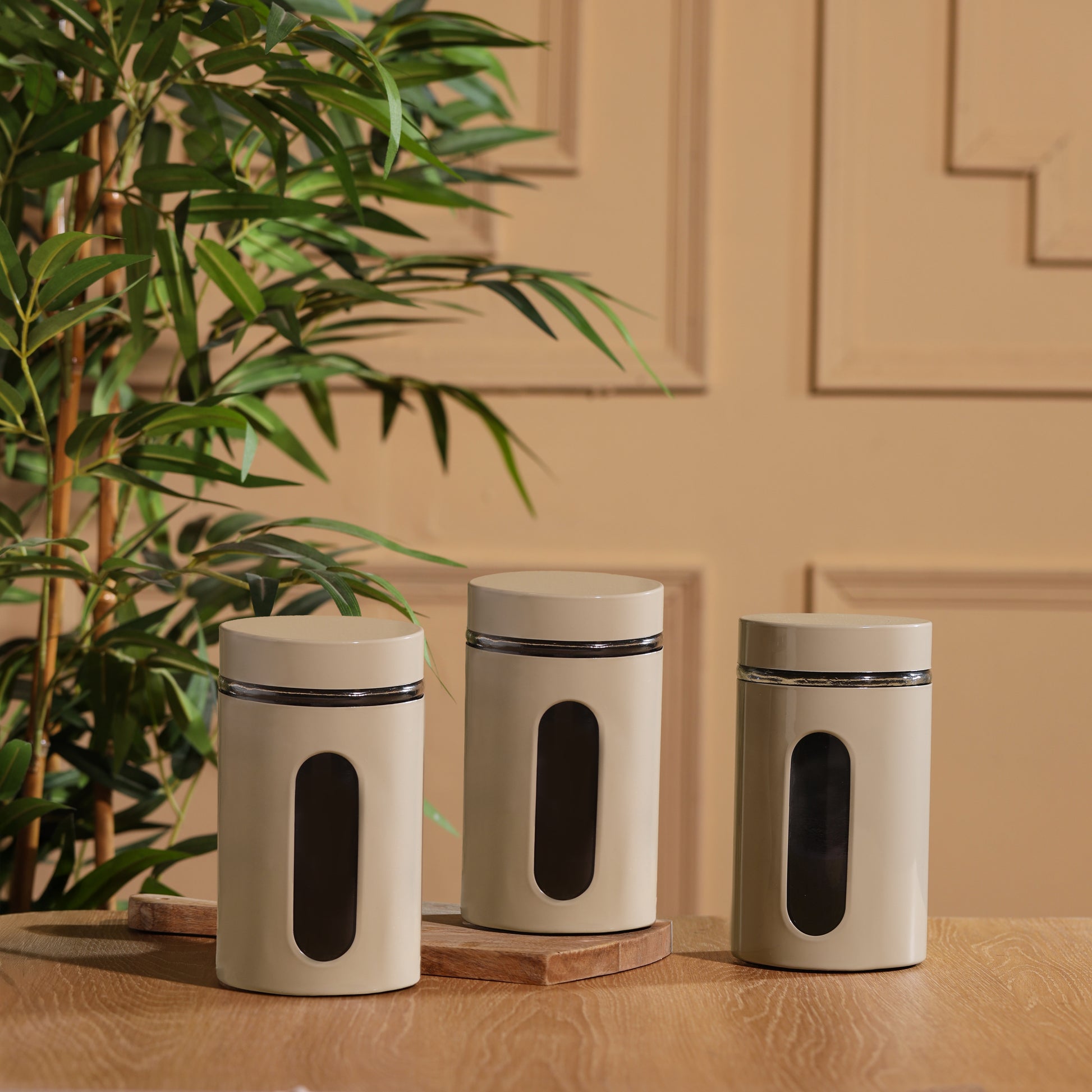 Pack of 3-v | Metal Jacketed Glass Jars Set (1300 ml)