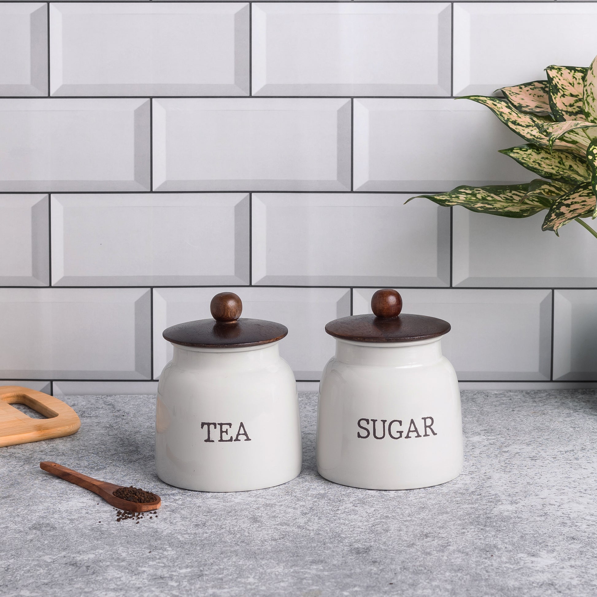 LIGHT GREY-v | Modern Kitchen Set | Air Tight Containers for Kitchen Storage | Sugar Tea Container Set of 2