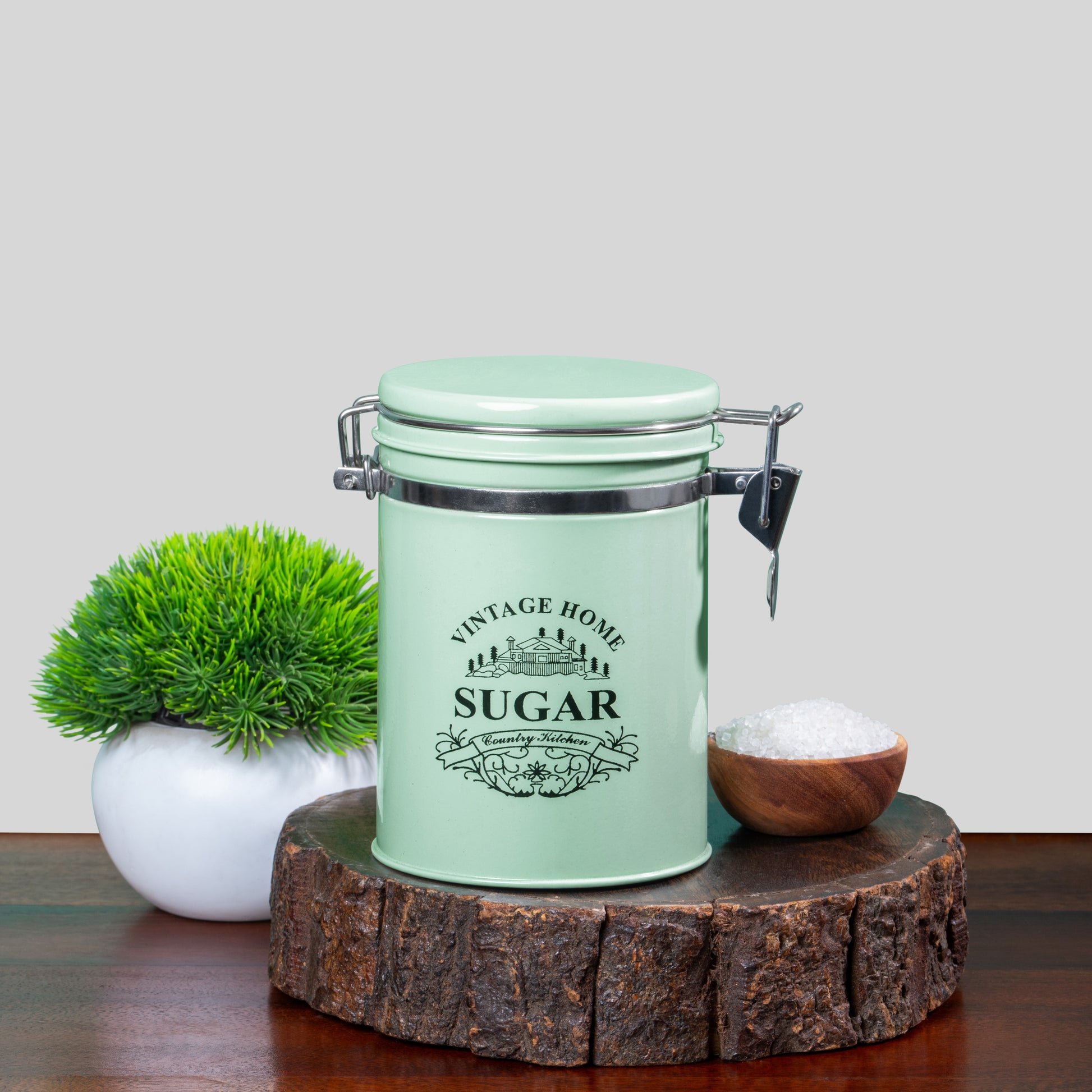 light green-v | Clip-Lock Round Classic Tea Sugar Container Set of 2