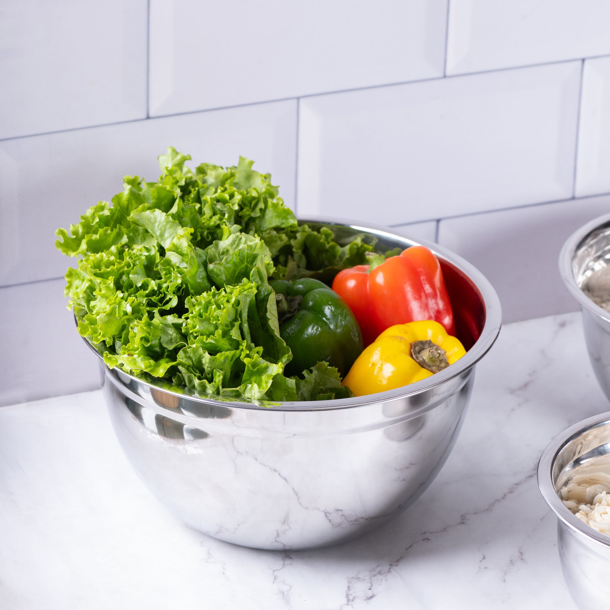 Silver-v | Stainless Steel Mixing & Serving Bowl | Set of 3 pcs Without lid