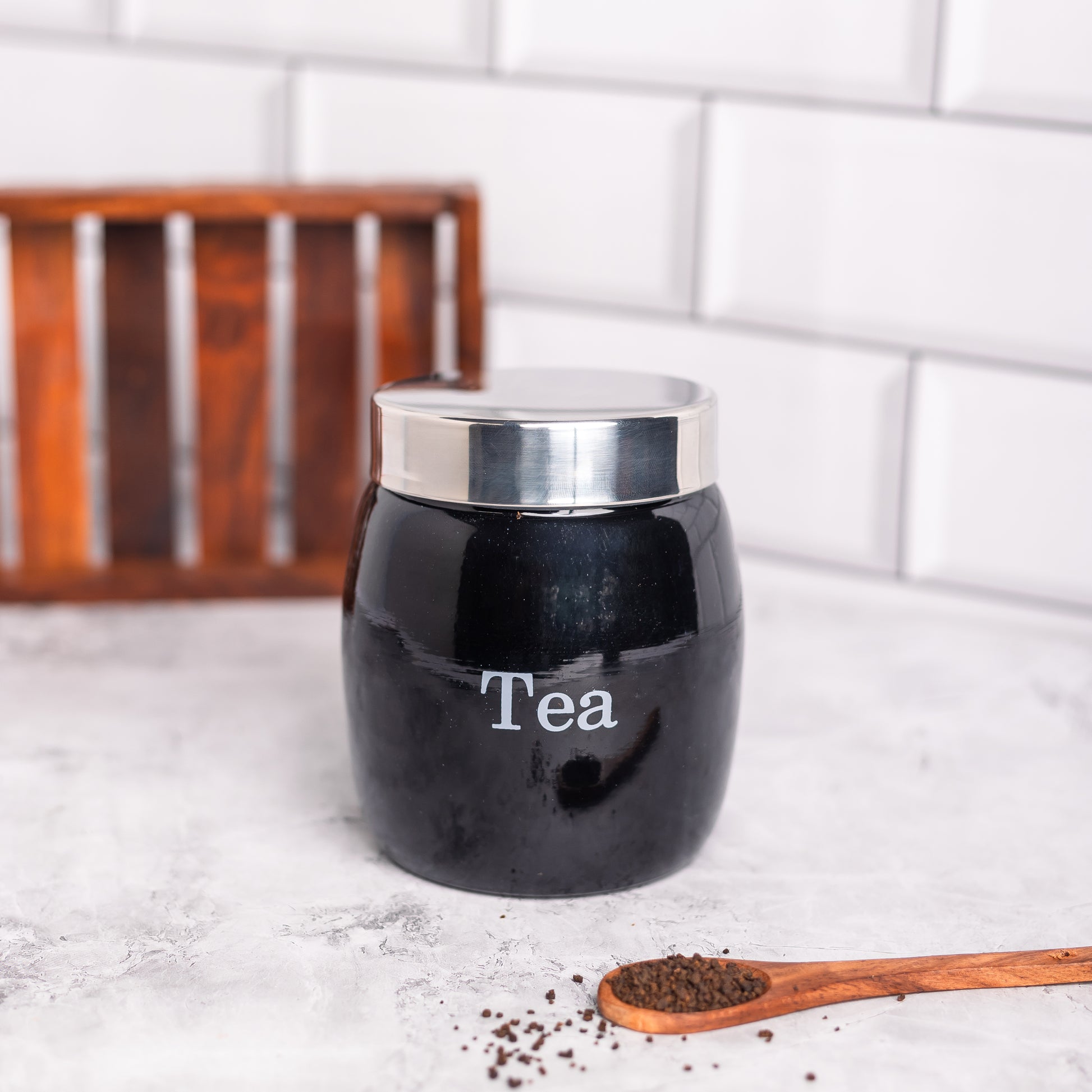 BLACK-v | Country Airtight Kitchen Containers | Set of 2 Metal Jars