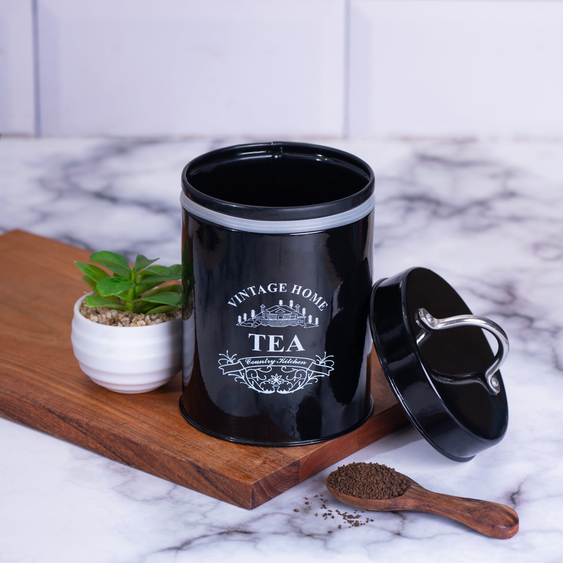 Black-v | Round Classic Airtight Container Set |Sugar Tea Coffee Container Set of 3