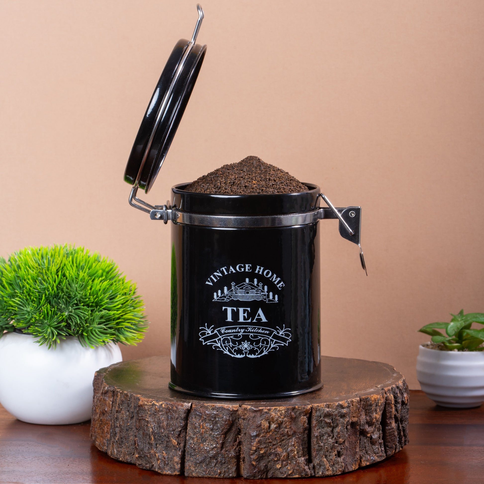 Black-v | Clip-Lock Round Classic Tea Sugar Container Set of 2