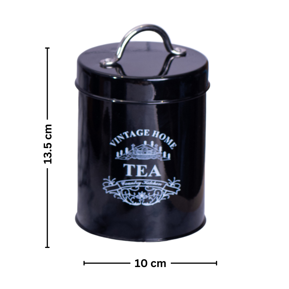 Black-v | Round Classic Tea Sugar Container Set of 2