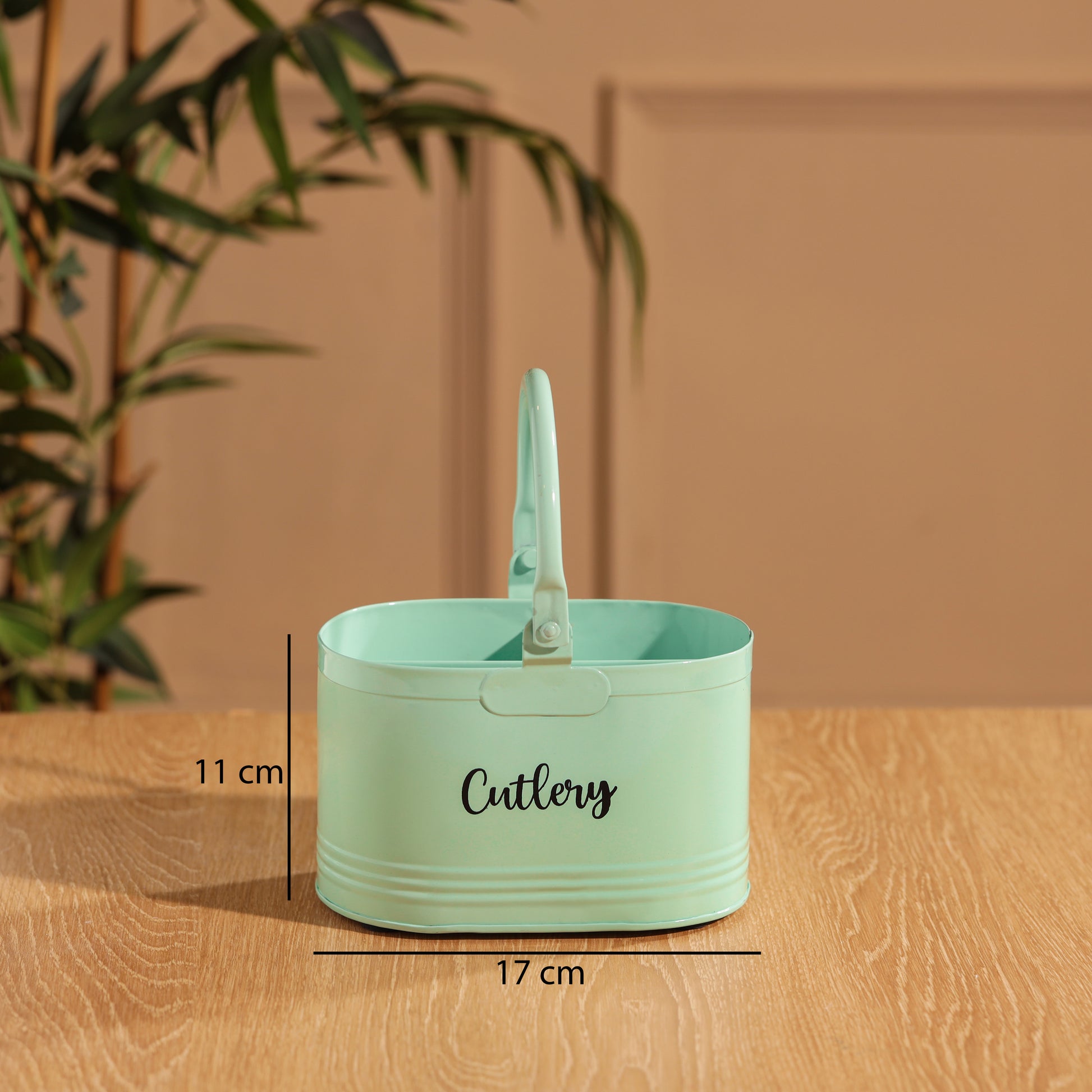Light Green-v | Classic Cutlery Holder for Dining Table, Metal Storage Box