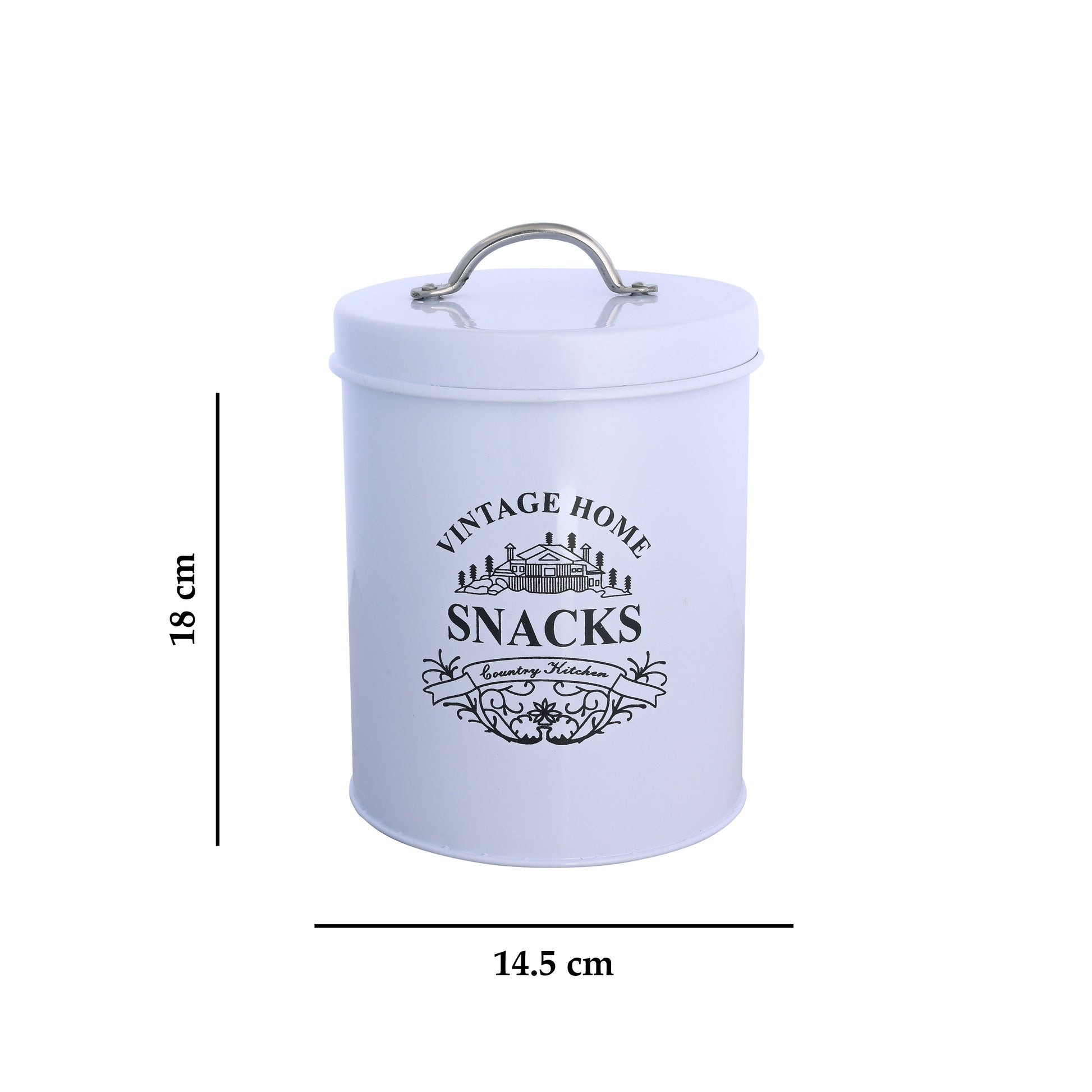 White-v | Round Classic Snacks Jar | Food, Namkeen & Biscuits Storage Canister