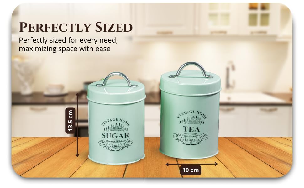 light green-v | Round Classic Tea Sugar Container Set of 2