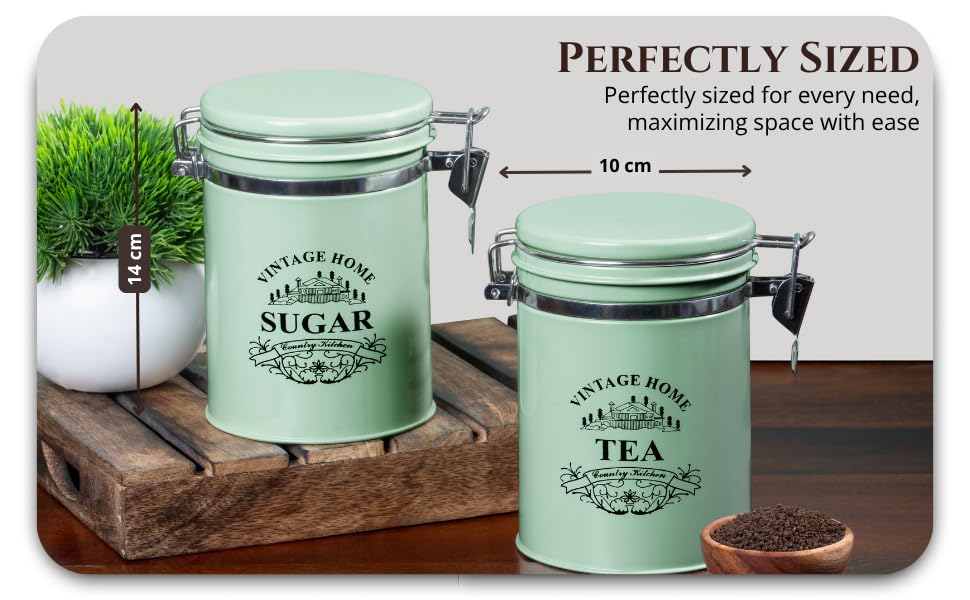 light green-v | Clip-Lock Round Classic Tea Sugar Container Set of 2