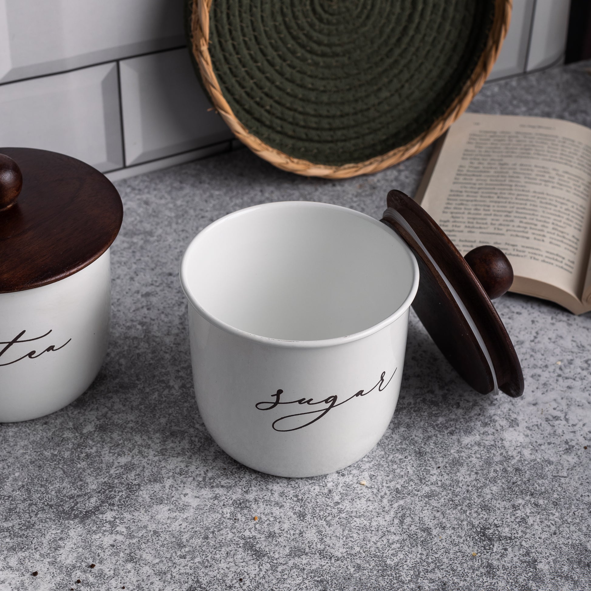 WHITE-v | Elegant Airtight Container Set | tea and sugar container set of 2