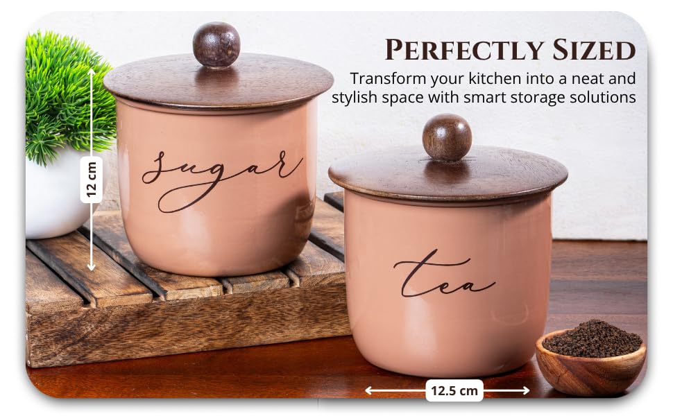 MOCHA MOUSSE-v | Elegant Airtight Container Set | tea and sugar container set of 2