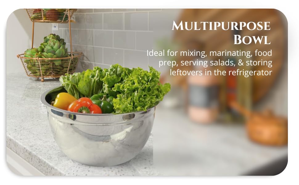 Silver-v | Stainless Steel Mixing & Serving Bowl | Set of 3 pcs Without lid