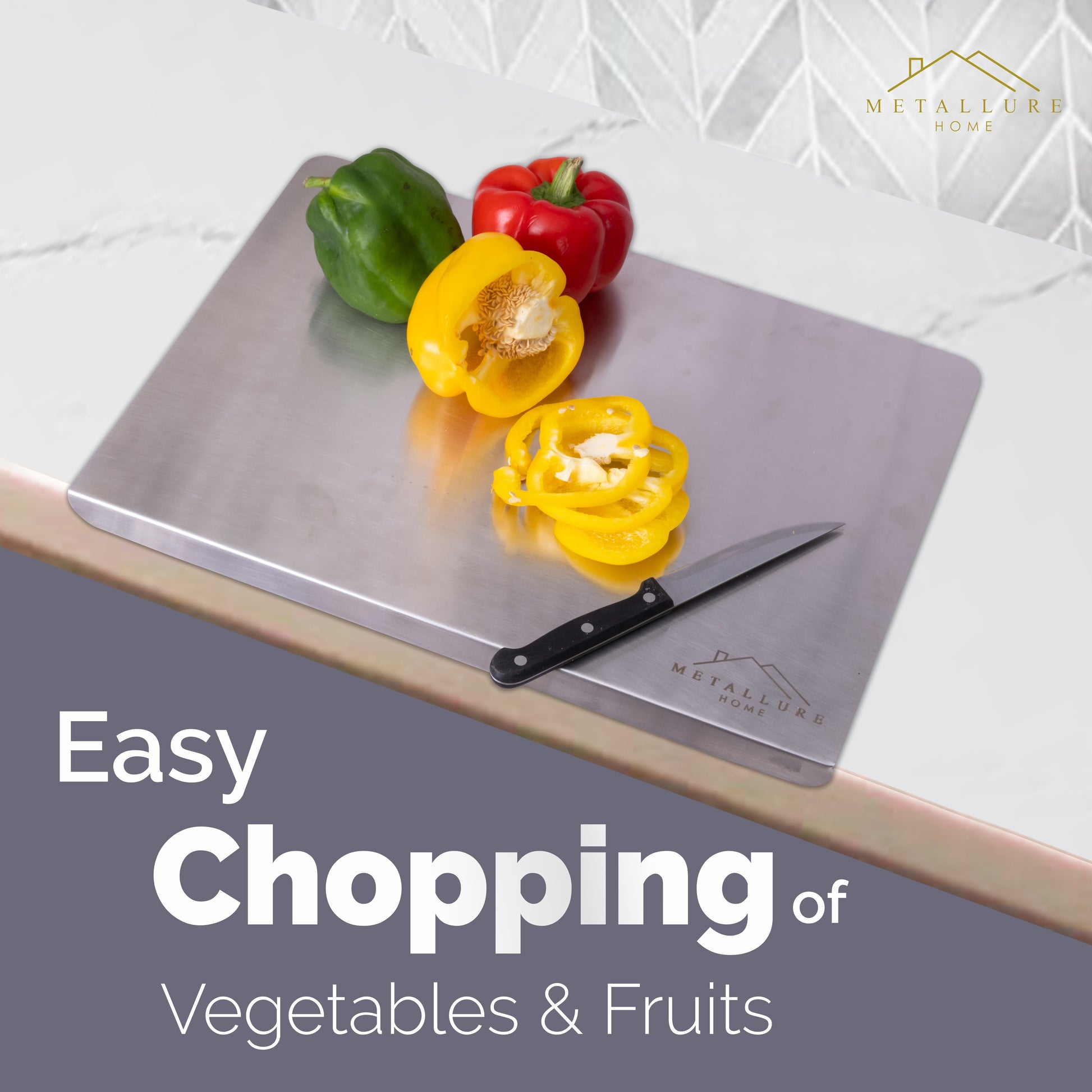Extra Large-v | Countertop Chopping Board, Stainless Steel Cutting Board for Kitchen