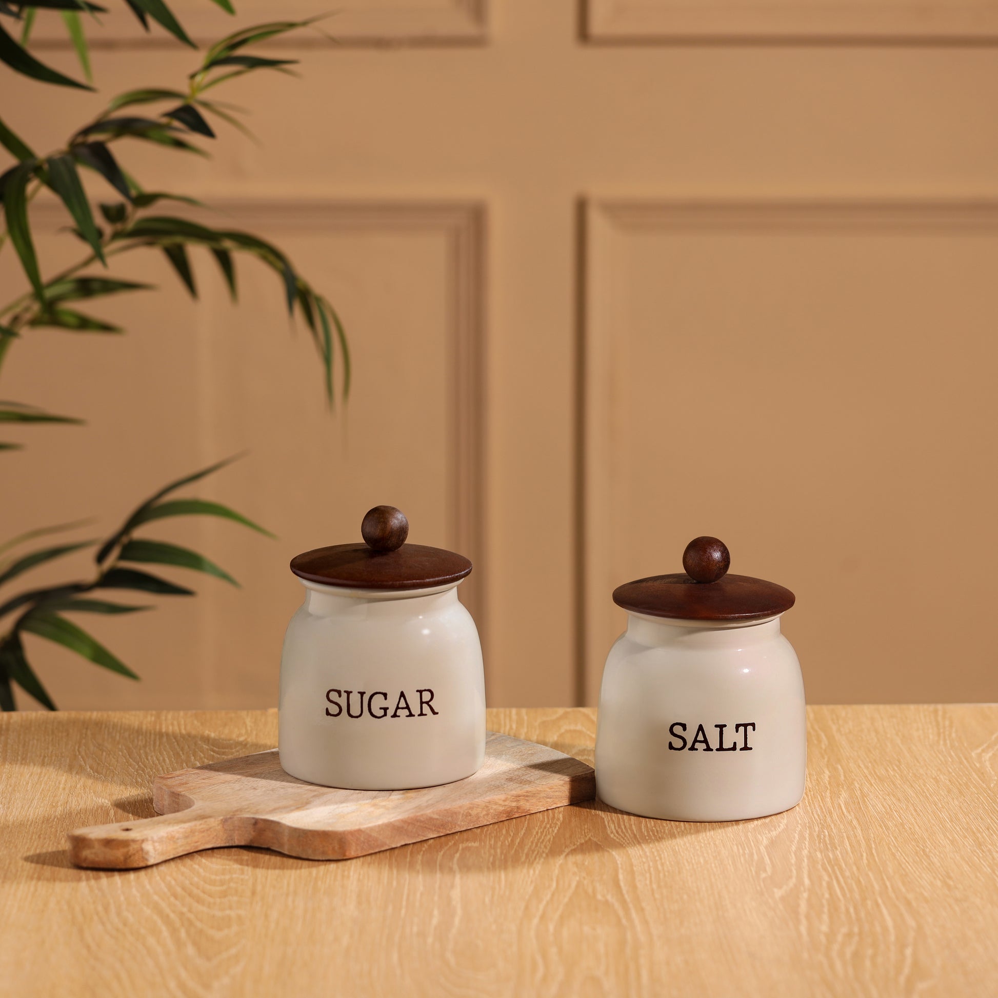 Light Grey-v | Modern Salt & Sugar Kitchen Storage Jars Set of 2