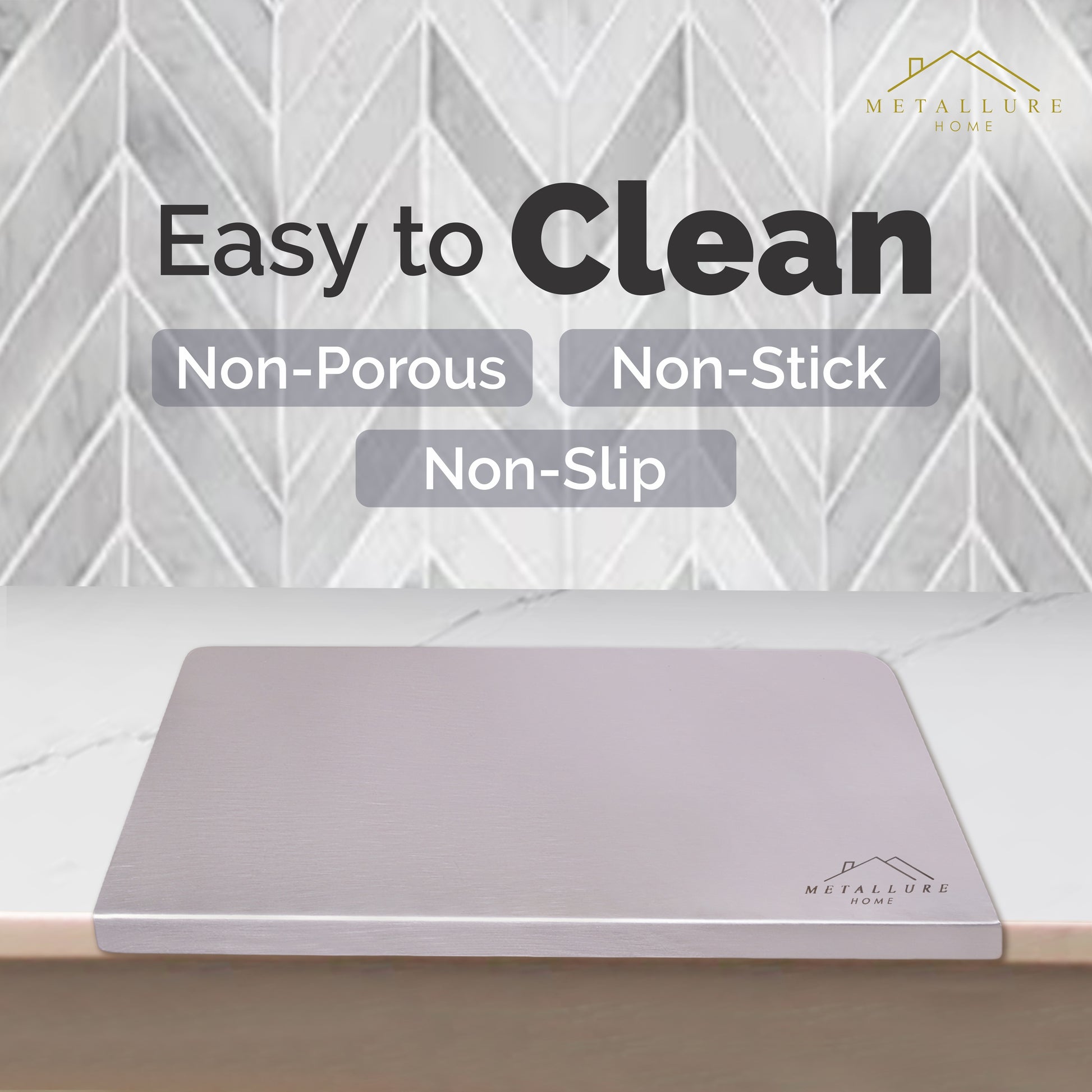 Large-v | Countertop Chopping Board, Stainless Steel Cutting Board for Kitchen