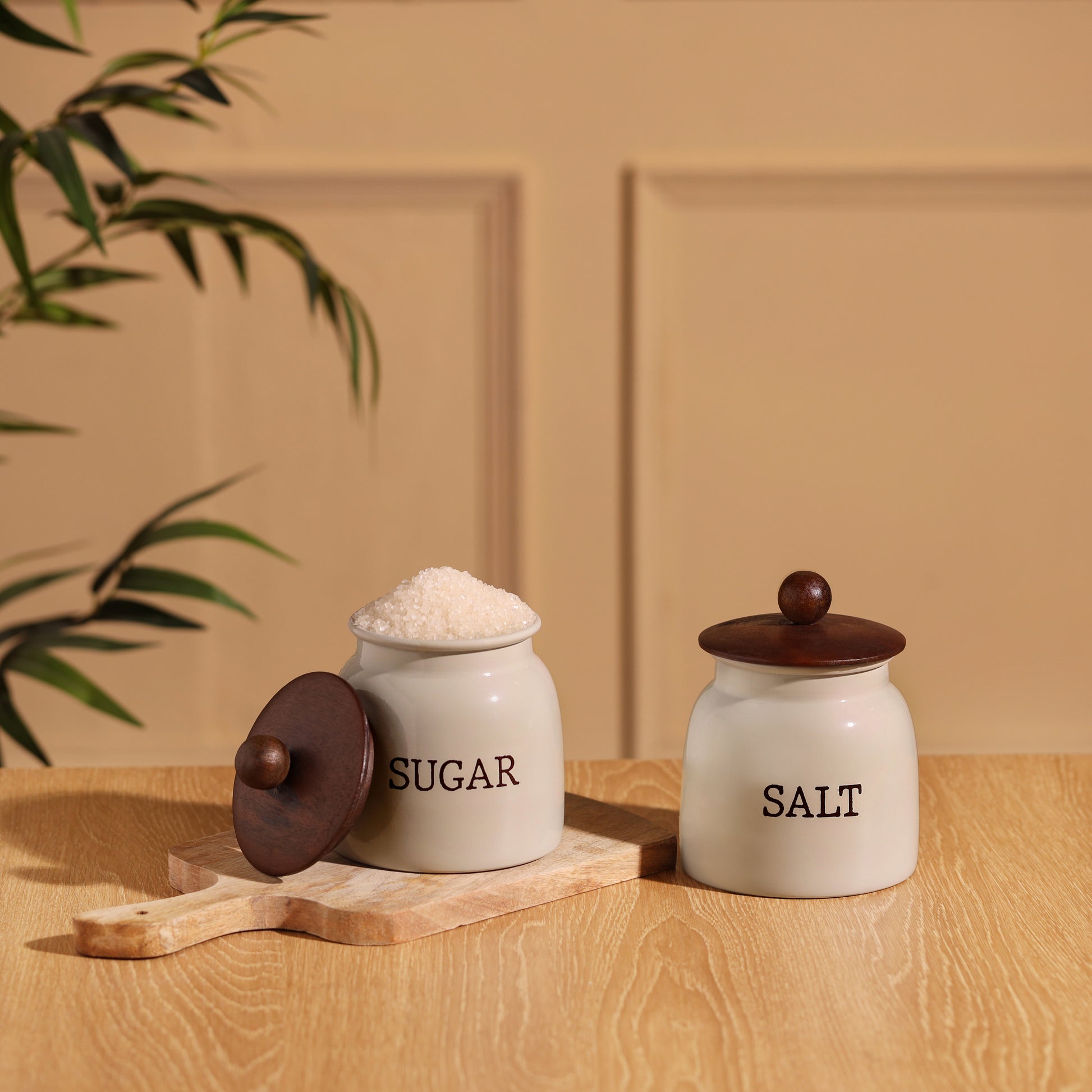 Light Grey-v | Modern Salt & Sugar Kitchen Storage Jars Set of 2