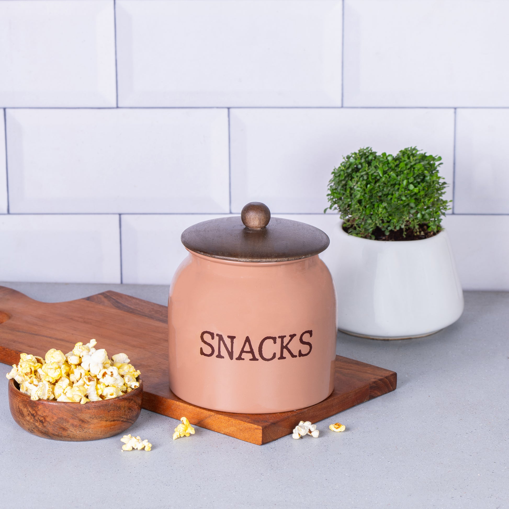 MOCHA MOUSSE-v | Modern Snacks Jar | Airtight Metal Container | Namkeen Biscuit container
