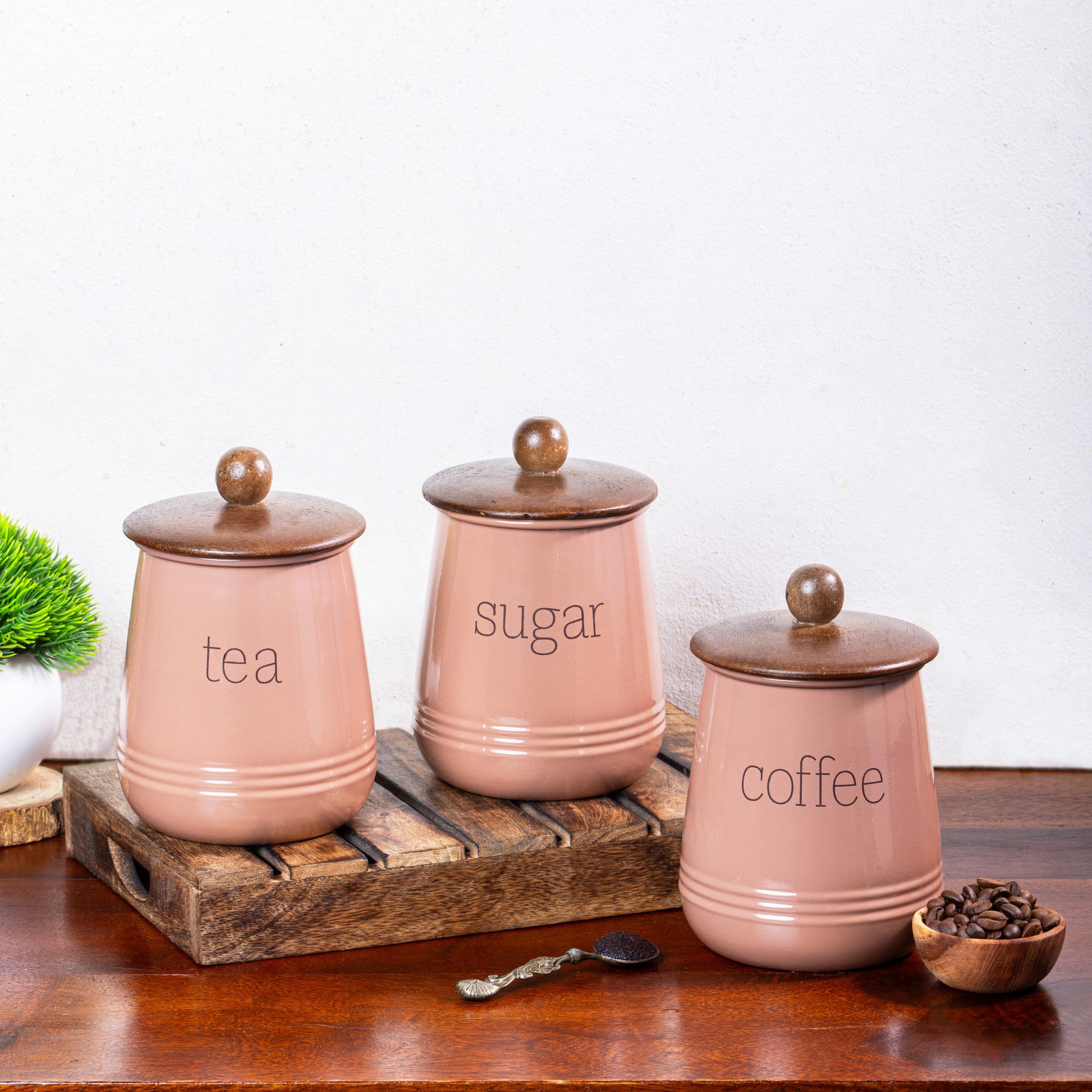 Mocha Mousse-v | Stylish Airtight Container Set | Sugar Tea Coffee Container Set of 3