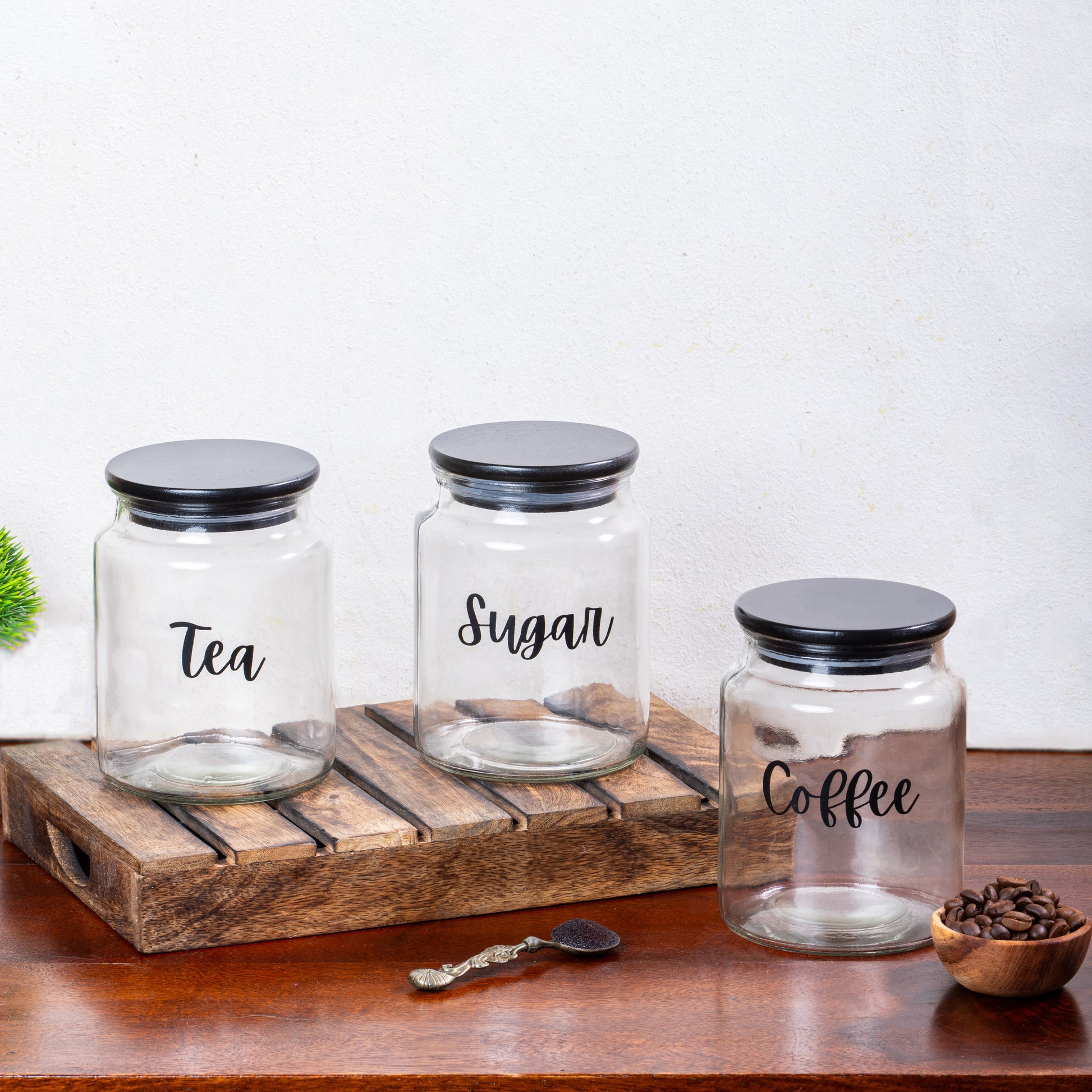 Pack of 3-v | Oslo Kitchen Set | Air Tight Containers for Kitchen Storage | Tea Coffee Sugar Containers Set of 3