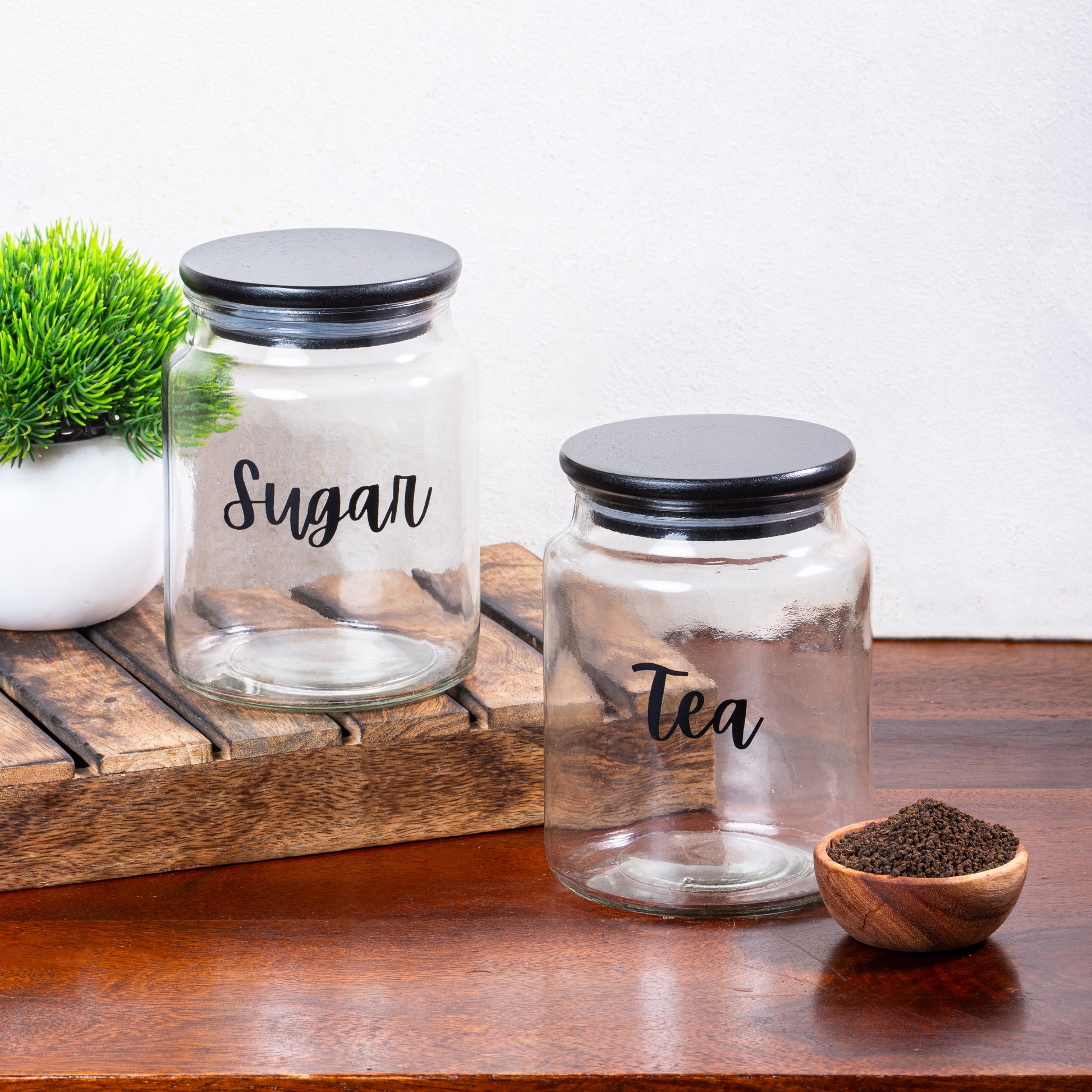 Pack of 2-v | Oslo Kitchen Set | Air Tight Containers for Kitchen Storage | Tea Sugar Containers Set of 2