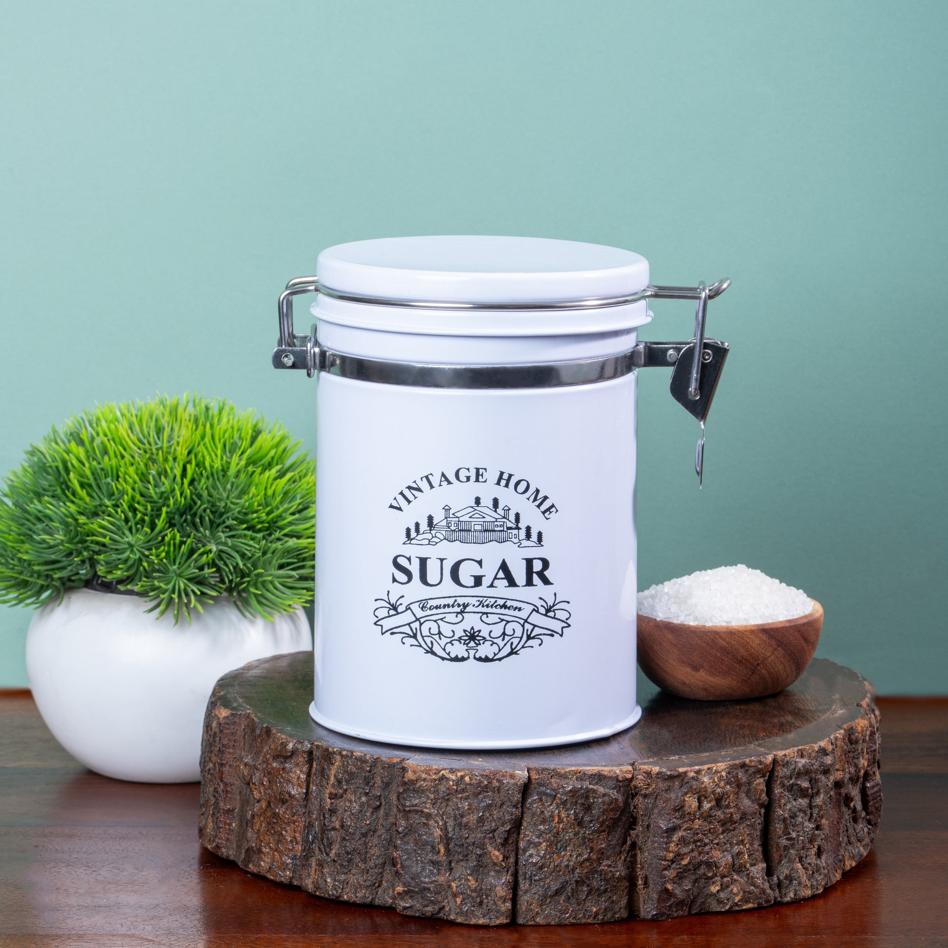 White-v | Clip-Lock Round Classic Airtight Container Set | Sugar Tea Coffee Container Set of 3