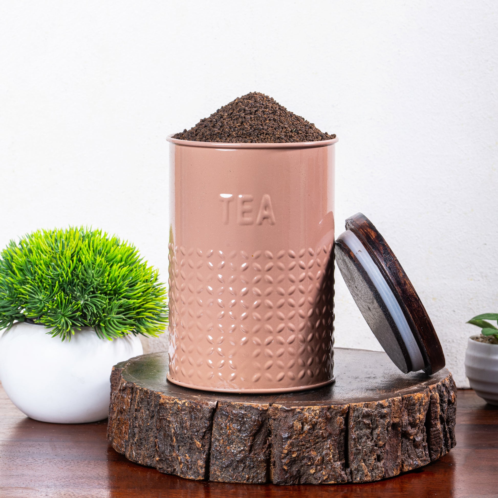 Mocha Mousse-v | Embossed Kitchen Set | Air Tight Containers for Kitchen Storage | Tea Coffee Sugar Containers Set of 3