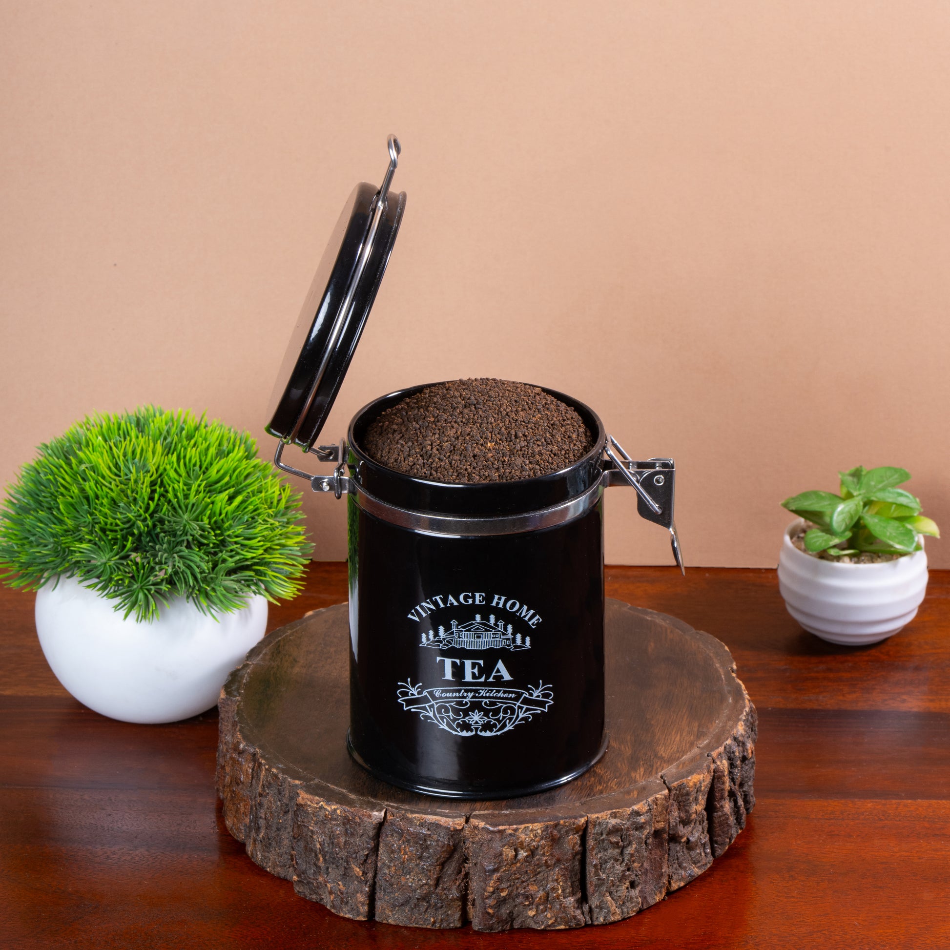 Black-v | Clip-Lock Round Classic Airtight Container Set | Sugar Tea Coffee Container Set of 3