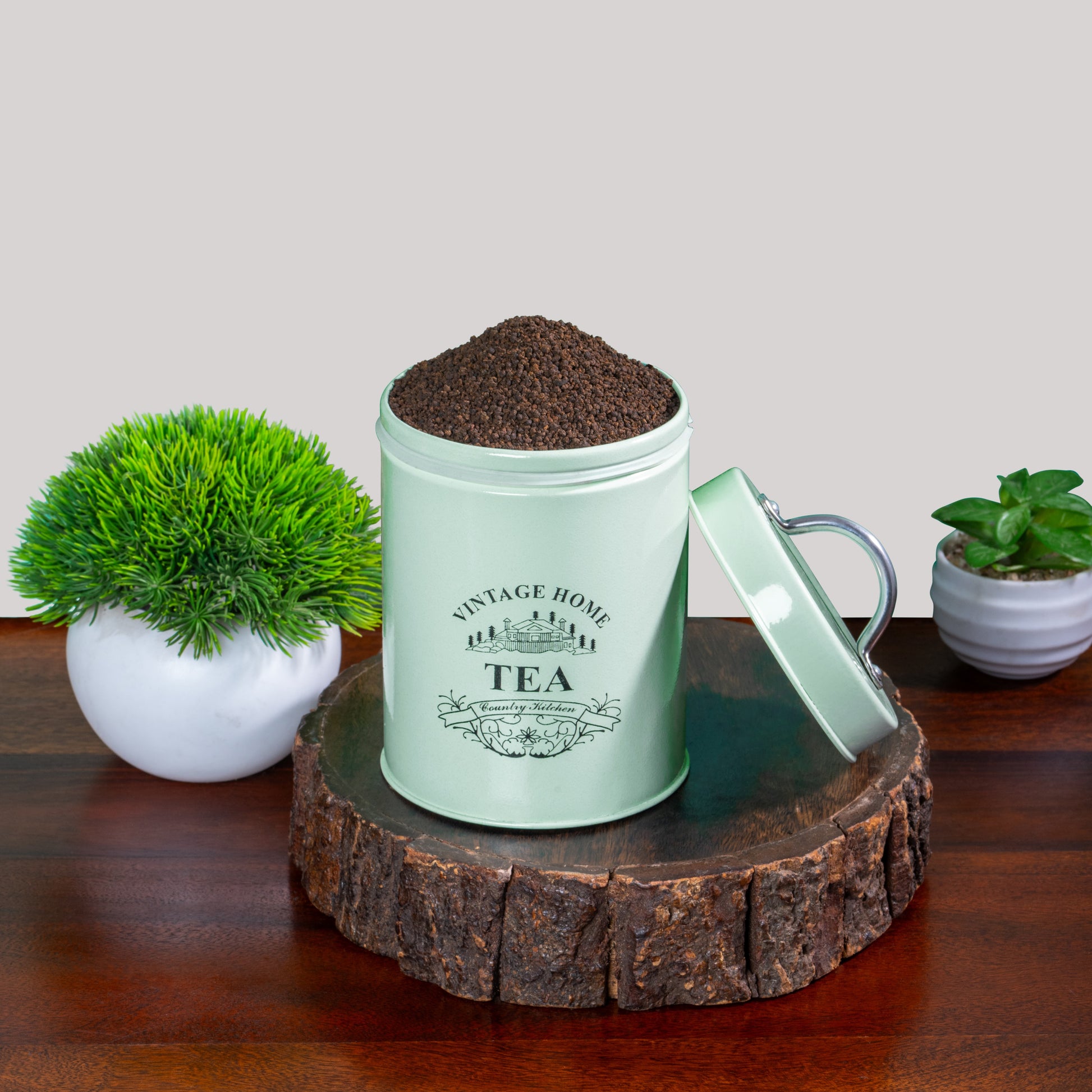 light green-v | Round Classic Airtight Container Set |Sugar Tea Coffee Container Set of 3