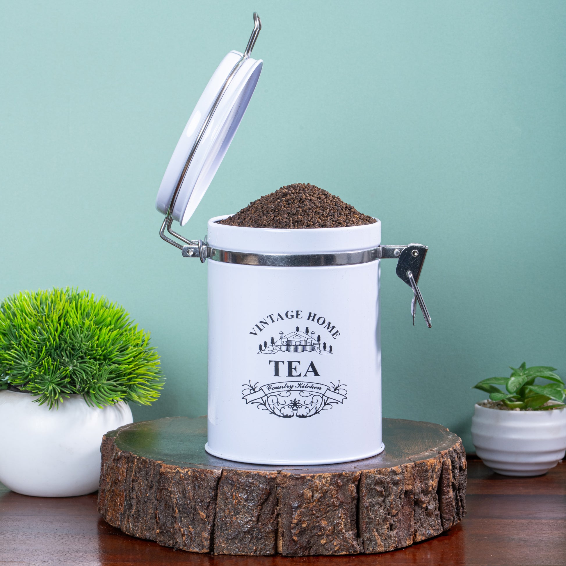 White-v | Clip-Lock Round Classic Tea Sugar Container Set of 2