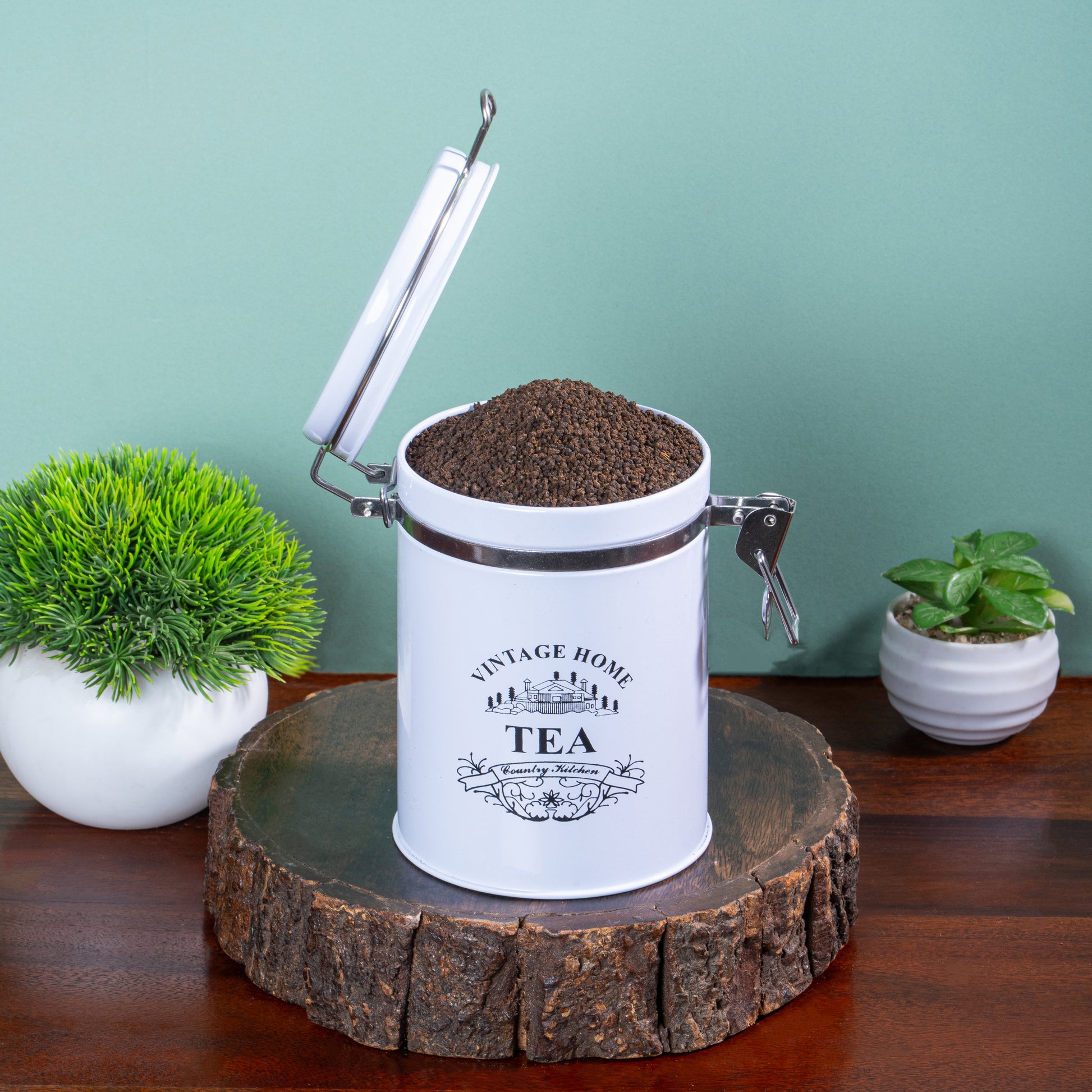 White-v | Clip-Lock Round Classic Airtight Container Set | Sugar Tea Coffee Container Set of 3